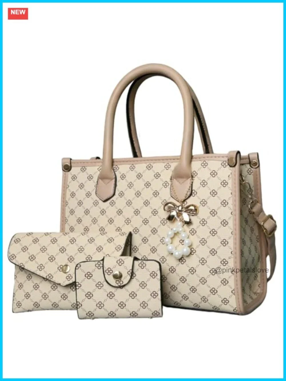 3-Piece PU Leather Satchel Purse Set with Adjustable Shoulder Strap